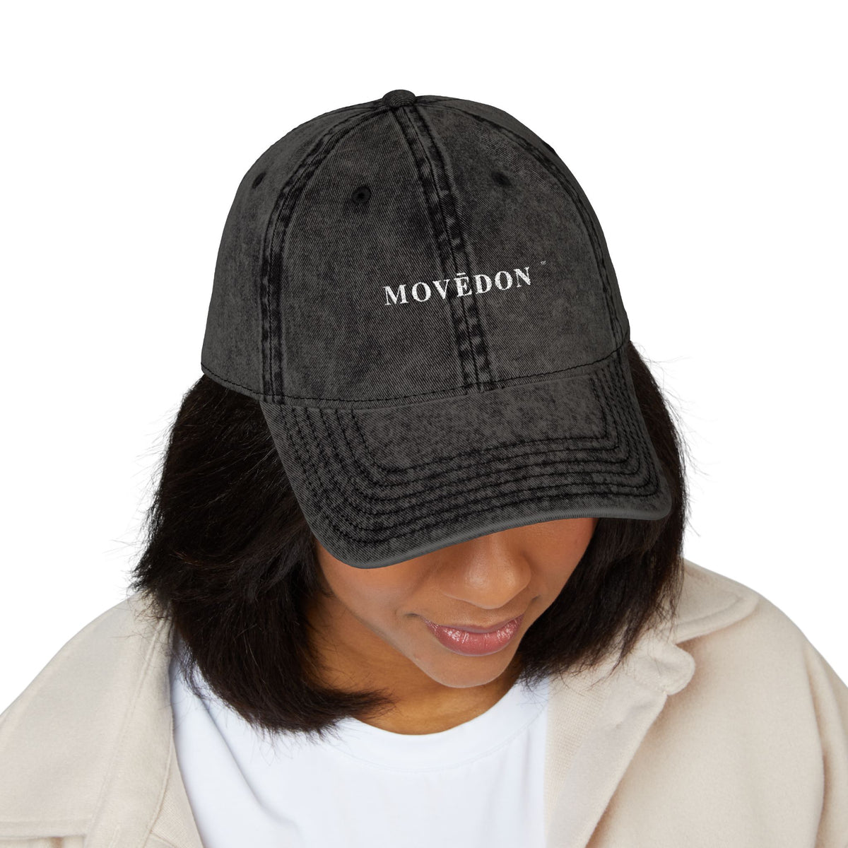 MOVĒDON™ Vintage Embroidered Cap — Black