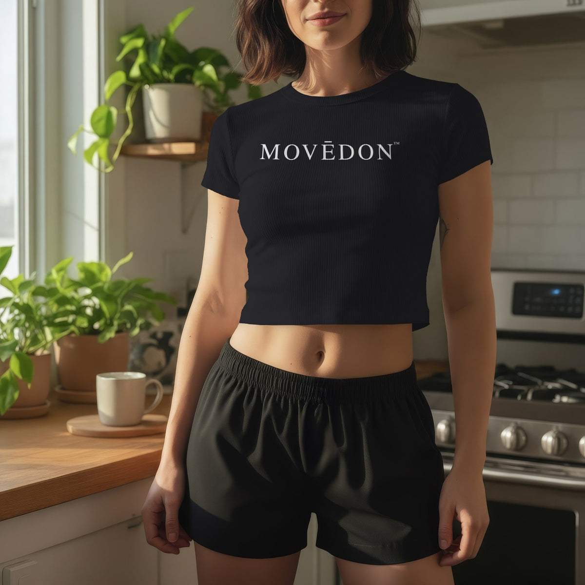 MOVEDON Fitted Baby Crop Tee Black