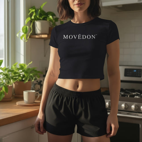 MOVEDON Fitted Baby Crop Tee Black